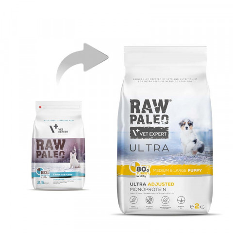 RAW PALEO Ultra Medium&Large Puppy Turkey - suché krmivo pro štěňata - 2 kg - Fotogalerie 7