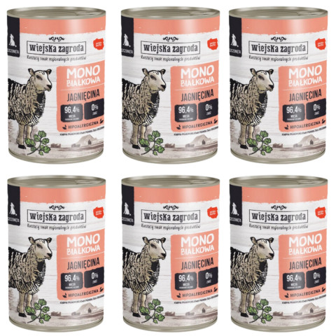 WIEJSKA ZAGRODA Štěňata Monoprotein Jehněčí - mokré krmivo pro psy - 6x400g - Fotogalerie 1