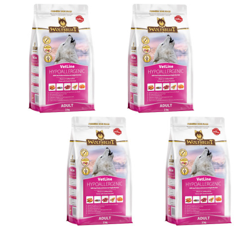 WOLFSBLUT VetLine Hypoallergenic Horse with sweet potatoes - suché krmivo pro psy - 4x2kg - Fotogalerie 1