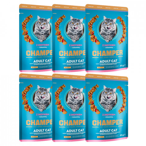 CHAMPER Krůta s brusinkami - mokré krmivo pro kočku - 6x85 g - Fotogalerie 1