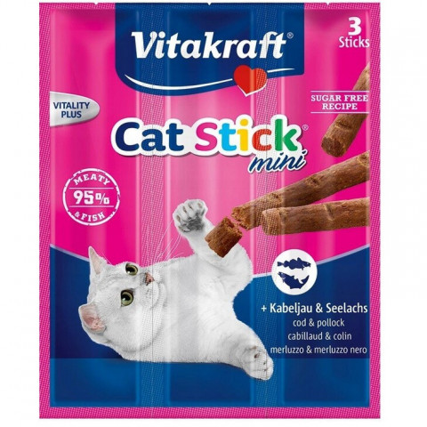 VITAKRAFT Cat Stick Mini Treska - pamlsek pro kočky - 3 ks. - Fotogalerie 1