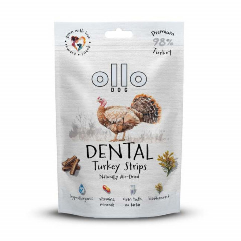 OLLO Air Dried Dental Turkey Strips - pamlsek pro psa - 80g - Fotogalerie 1