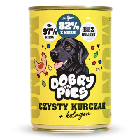 DOBRY PIES Mono Čisté kuře + kolagen – vlhké krmivo pro psa – 400g - Fotogalerie 1