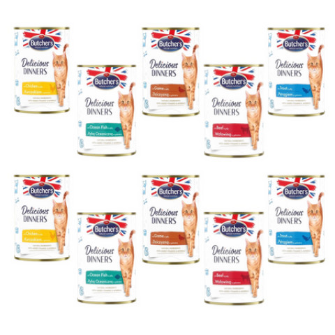BUTCHER'S Delicious Dinners MIX PŘÍCHUTÍ - mokré krmivo pro kočky - 10x400g - Fotogalerie 1