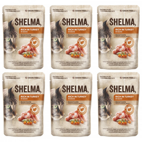 SHELMA Rich in turkey in sauce - mokré krmivo pro kočky - 6x85g - Fotogalerie 1
