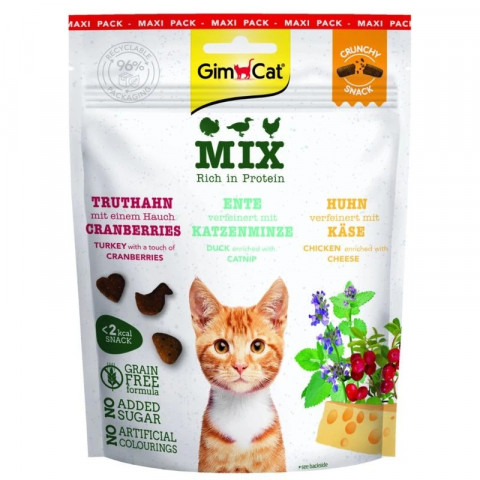GIMCAT Crunchy Snacks Mix bohatý na bílkoviny – pamlsek pro kočku – 140g - Fotogalerie 1