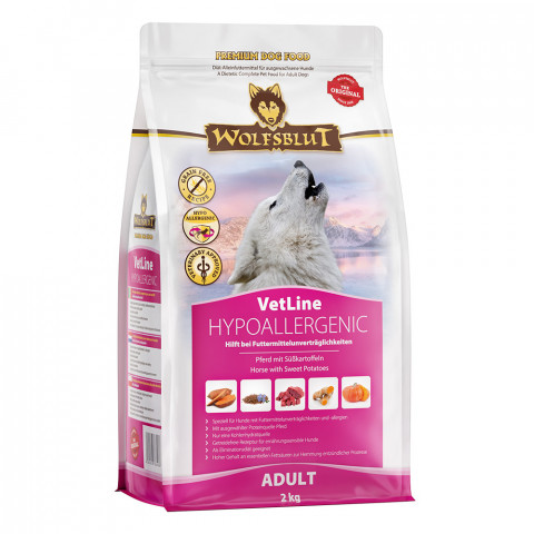 WOLFSBLUT VetLine Hypoallergenic Horse with sweet potatoes - suché krmivo pro psy - 2kg - Fotogalerie 1