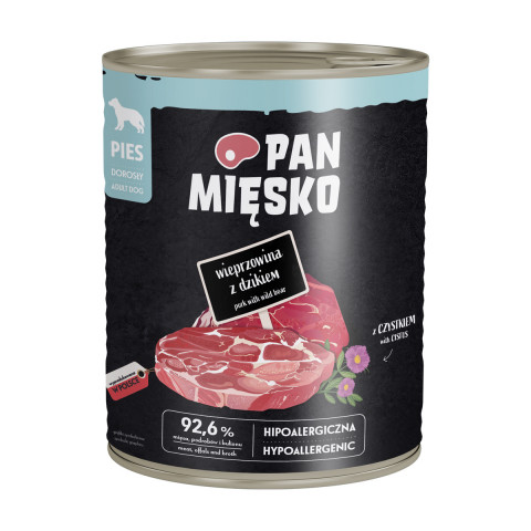 PAN MIĘSKO Pork with wild boar - vlhké krmivo pro psy - 800g - Fotogalerie 1
