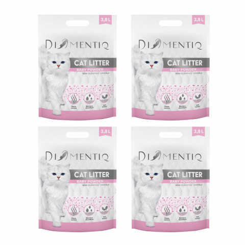 DIAMENTIQ Micro Baby Powder silikonové stelivo, nehrudkující pro kočky – 4×3,8 l - Fotogalerie 1