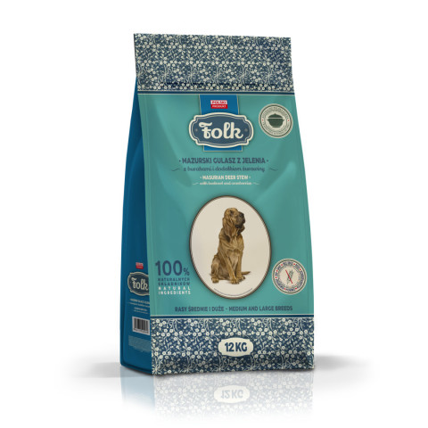 FOLK Medium and large breeds Traditional masurian venison stew with beets and cranberries - suché krmivo pro psy - 12kg - Fotogalerie 1