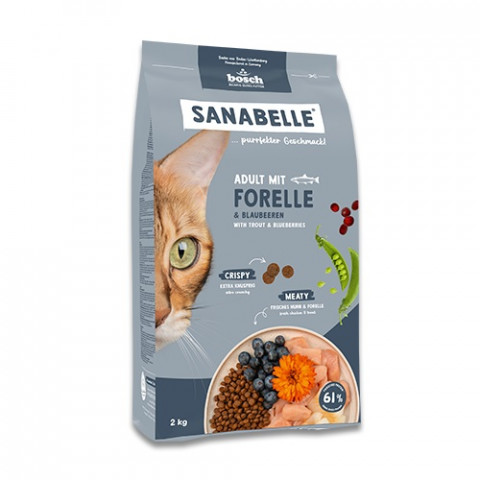 BOSCH Sanabelle Life Adult Trout with blueberries - suché krmivo pro kočky - 8kg - Fotogalerie 1