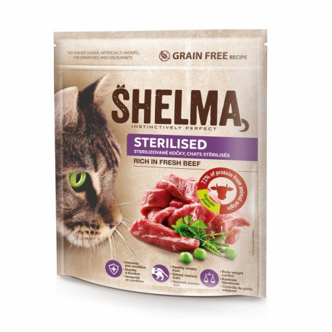 SHELMA Sterilised Beef - suché krmivo pro kočky - 8kg - Fotogalerie 1