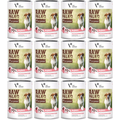 VETEXPERT Raw Paleo Puppy Monoprotein Vepřové - vlhké krmivo pro štěňata - 12x400g - Fotogalerie 1