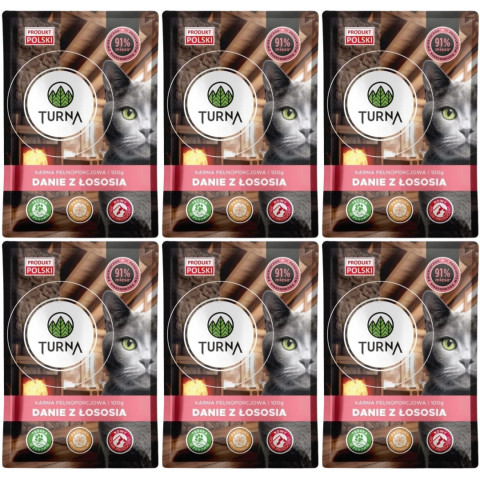TURNA Cats Lososové menu – mokré krmivo pro kočky – 6x100g - Fotogalerie 1