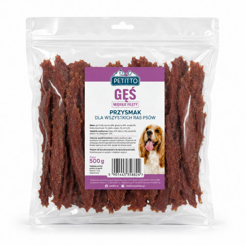 PETITTO Soft goose fillets - pamlsek pro psa - 500g - Fotogalerie 1