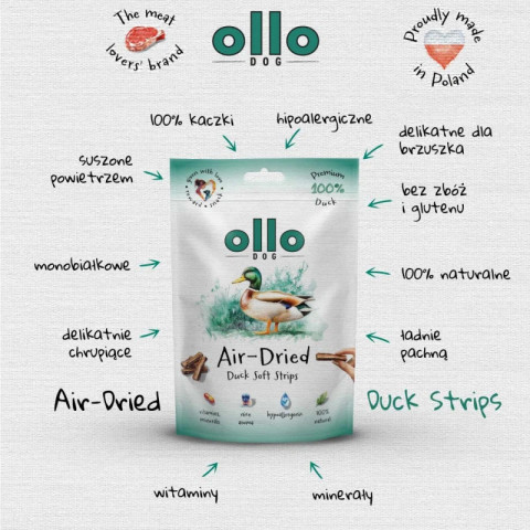 OLLO Air-Dried Duck strips - pamlsek pro psa - 80g - Fotogalerie 4