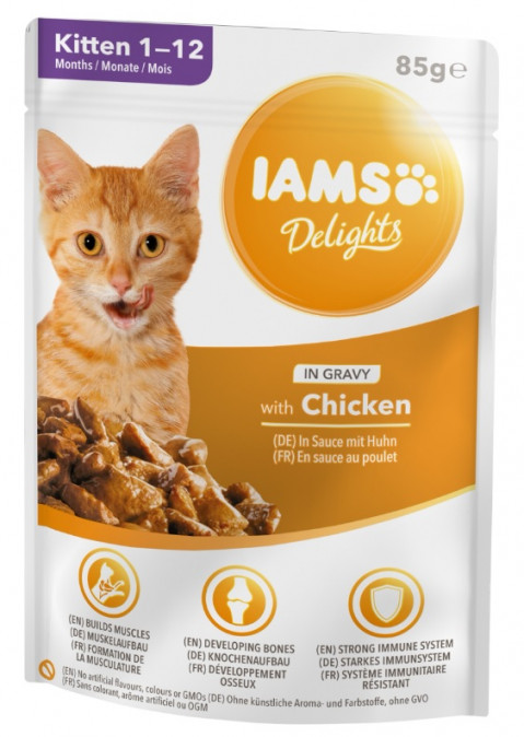 IAMS Delights Kitten Chicken in gravy - mokré krmivo pro kočky - 12 x 85g - Fotogalerie 2
