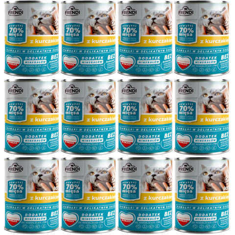 FRENDI Kousky v omáčce s kuřetem - mokré krmivo pro kočky - 12x800g - Fotogalerie 1