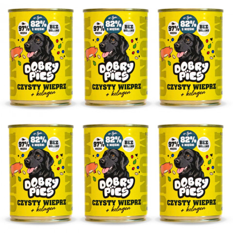 DOBRY PIES Mono Čisté vepřové + kolagen – vlhké krmivo pro psa – 6x400g - Fotogalerie 1