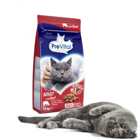 PREVITAL Cat Food Adult s hovězím - suché krmivo pro kočky - 1,4 kg - Fotogalerie 2