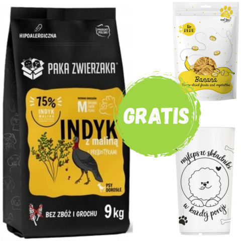 PAKA ZWIERZAKA krůta s malinami M - suché krmivo pro psy - 9kg + GRATIS - Fotogalerie 1