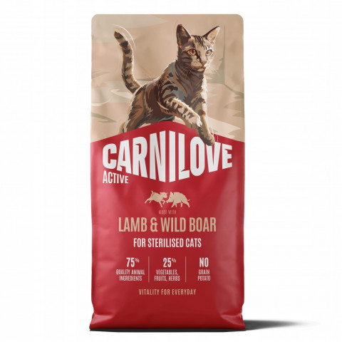 CARNILOVE Active Cat Lamb&Wild Boar Sterilised - suché krmivo pro kočky - 6kg - Fotogalerie 1
