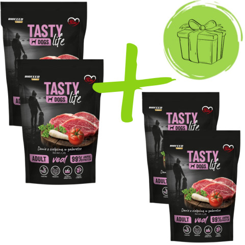BIOFEED Tasty Dogs Life Telecí - vlhké krmivo pro psy - 2x500g + 2x500g ZDARMA - Fotogalerie 1