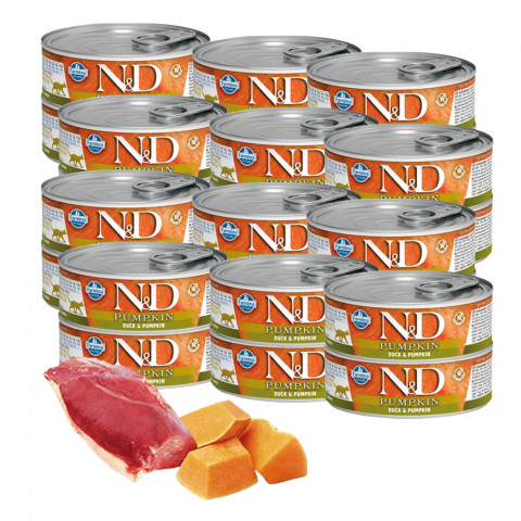FARMINA N&D Pumpkin Duck & Pumpkin - vlhké krmivo pro kočky - 24x70 g - Fotogalerie 1