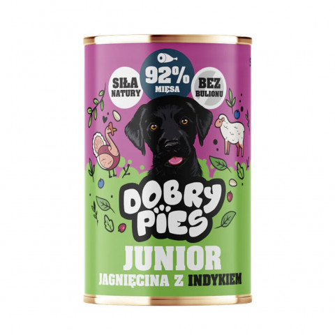 DOBRY PIES Junior Jehněčí s krůtou – vlhké krmivo pro psa – 400g - Fotogalerie 1