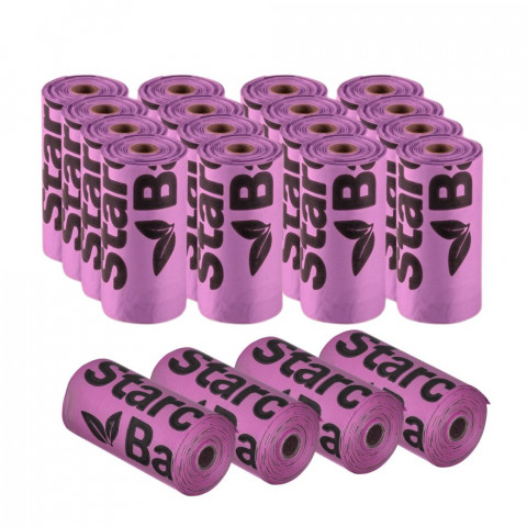 STARCHBAG Kompostovatelné BIO sáčky na exkrementy 20x15ks, růžové - Fotogalerie 1