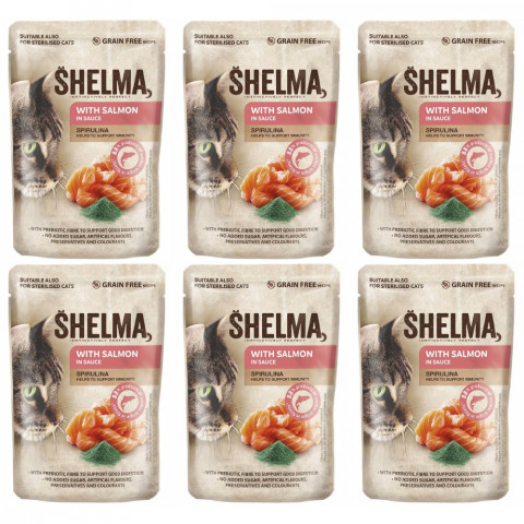 SHELMA with salmon in sauce - mokré krmivo pro kočky - 6x85g - Fotogalerie 1