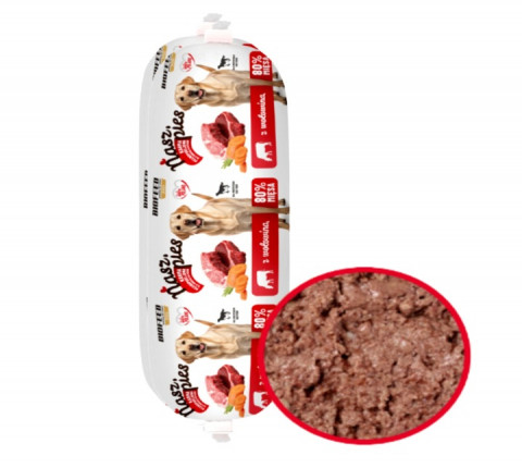 BIOFEED Nasz Pies Salám s hovězím masem – mokré krmivo pro psy – 24x1kg - Fotogalerie 2