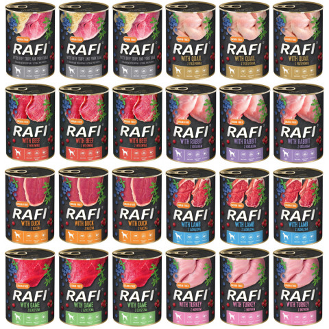 Dolina Noteci Rafi MIX 8 příchutí – mokré krmivo pro psy – 24×400 g - Fotogalerie 1