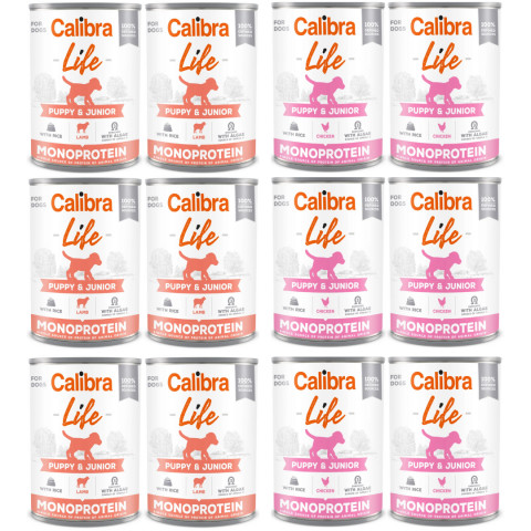 CALIBRA Dog Life Puppy&Junior MIX - mokré krmivo pro psy - 12x400g - Fotogalerie 1