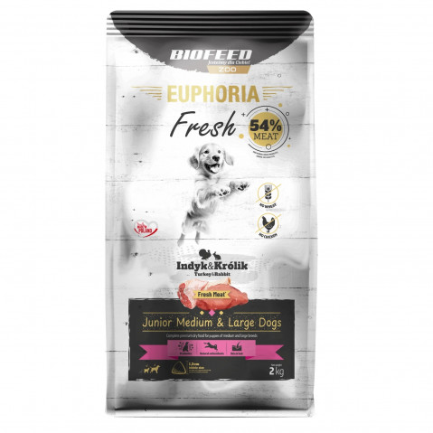 BIOFEED Euphoria Junior Medium & Large dogs Turkey with rabbit - suché krmivo pro psy - 2kg - Fotogalerie 1