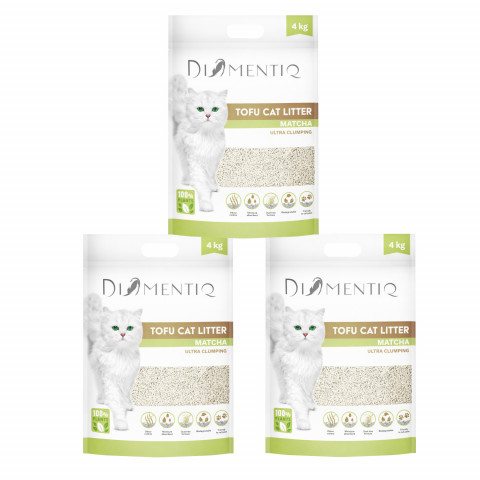 DIAMENTIQ Tofu Matcha Ultra clumping – rostlinné stelivo – 3×4 kg - Fotogalerie 1