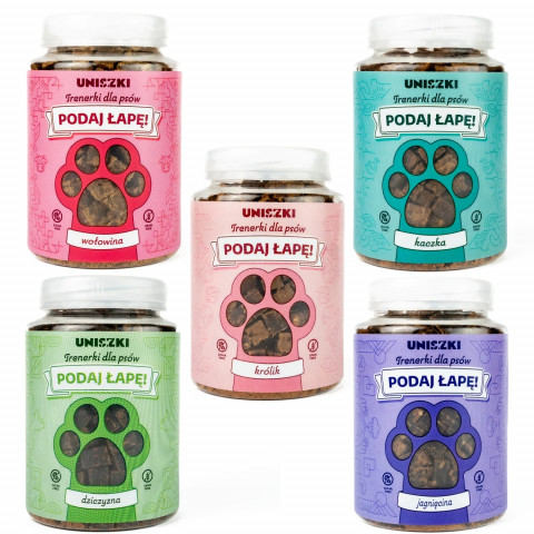UNISZKI Tréninkové pamlsky Podaj łapę MIX 5 chutí - pamlsek pro psy - 5x210g - Fotogalerie 1