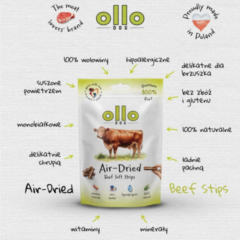 OLLO Air-Dried Beef strips - pamlsek pro psa - 80g - Fotogalerie 4