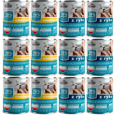 FRENDI Kousky v omáčce MIX příchutí - mokré krmivo pro kočky - 12x800g - Fotogalerie 1