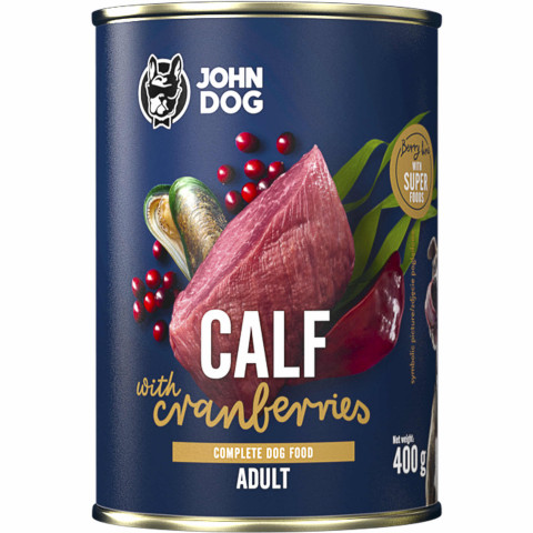 JOHN DOG Berry Line Calf with cranberries - vlhké krmivo pro psy - 400g - Fotogalerie 1