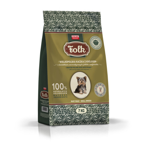 FOLK Small breeds Traditional Greater Poland duck with rabbit, apples and marjoram - suché krmivo pro psy - 7kg - Fotogalerie 1