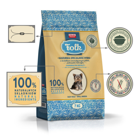 FOLK Small breeds Kashubian-style fish specialty with apples, parsley and lovage - suché krmivo pro psy - 7kg - Fotogalerie 4