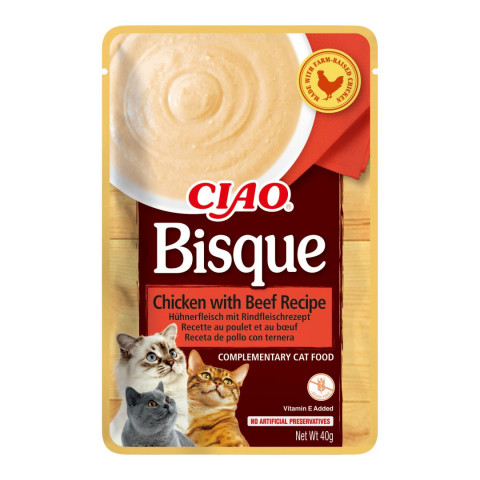 INABA Ciao Bisque Creamy soup with tuna, chicken, beef and salmon - pamlsek pro kočky - 24x40g - Fotogalerie 2