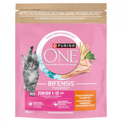 PURINA One Bifensis Junior Rich in chicken - suché krmivo pro kočky - 750g - Fotogalerie 1