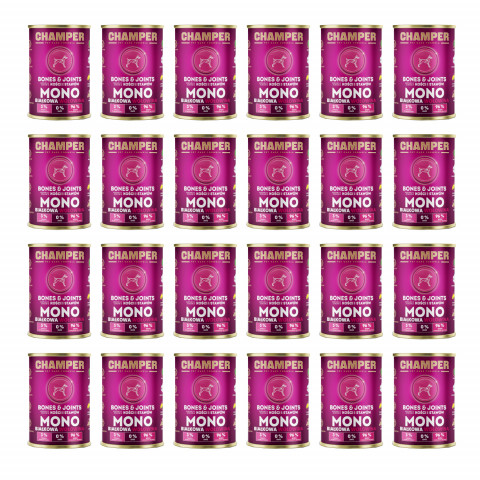 CHAMPER Bones & Joints monoproteinové hovězí – mokré krmivo pro psa – 24×400 g - Fotogalerie 1