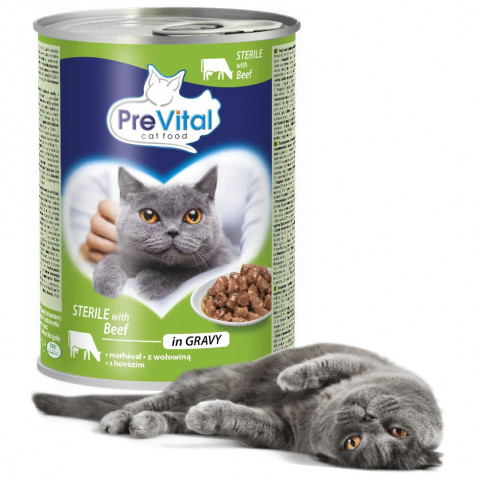 PREVITAL Cat Food Sterile Hovězí v omáčce - mokré krmivo pro kočky - 415g - Fotogalerie 2