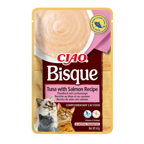INABA Ciao Bisque Creamy soup with tuna, chicken, beef and salmon - pamlsek pro kočky - 24x40g - Fotogalerie 3