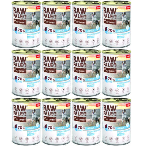 VETEXPERT Raw Paleo Treska Light Mono - vlhké krmivo pro psy - 12x400g - Fotogalerie 1