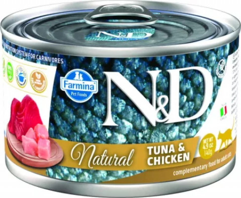 FARMINA N&D Cat Natural Tuna&Chicken - vlhké krmivo pro kočky - 24x140 g - Fotogalerie 3