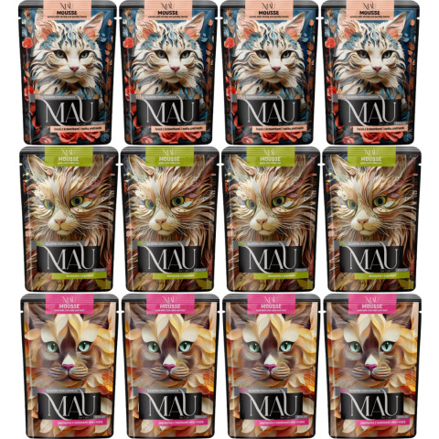 MAU Mousse Sterilised MIX příchutí - mokré krmivo pro kočku - 12x85g - Fotogalerie 1